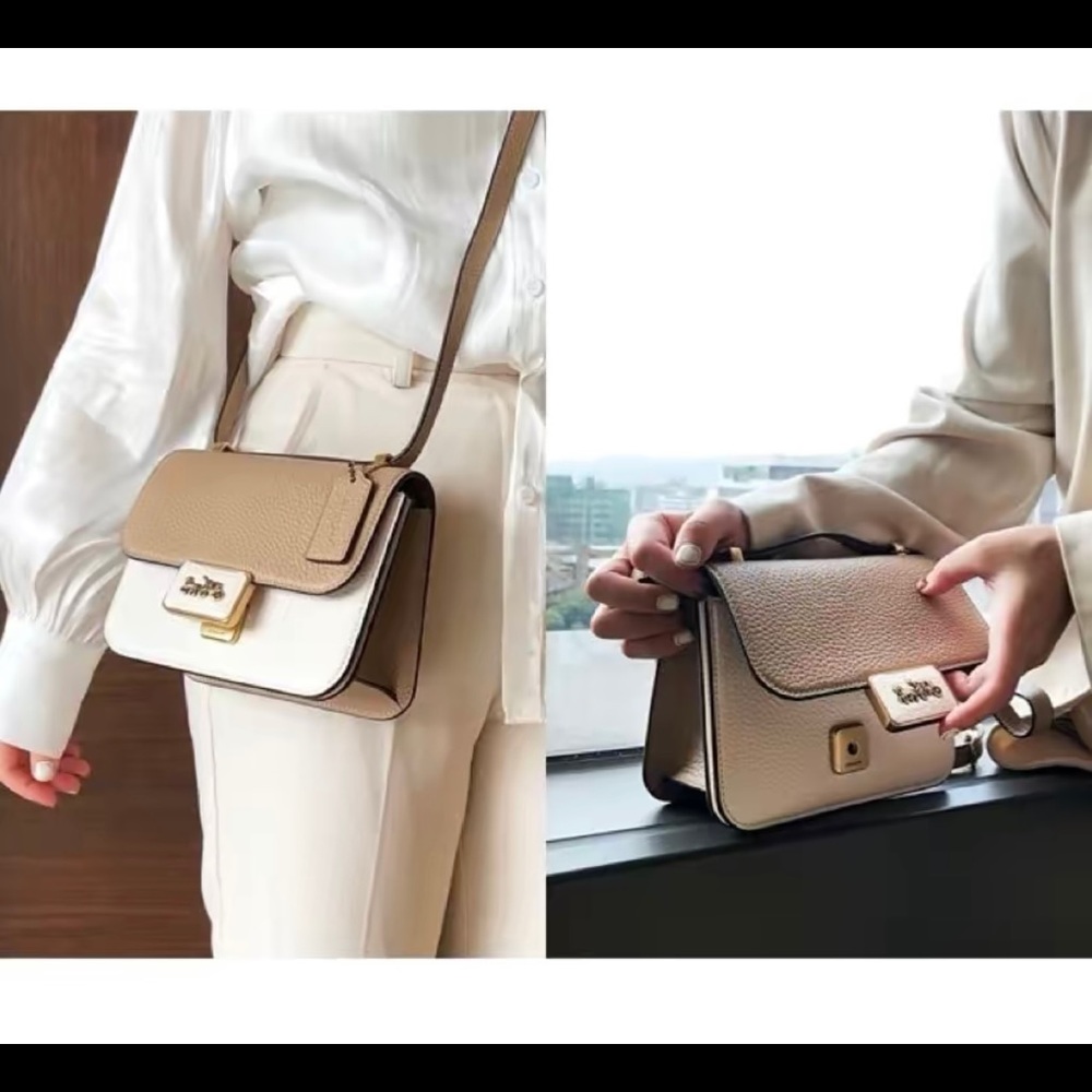 COACH Alie Colorblock Shoulder Bag 18 Taupe Multi